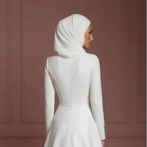 Hijab Bridal Wedding Dress With Modern Clean Lines Muslim - Image 5