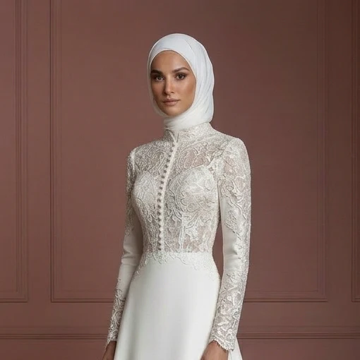 Hijab Wedding Dress Classic Modest Bridal Gown Muslim - Image 4