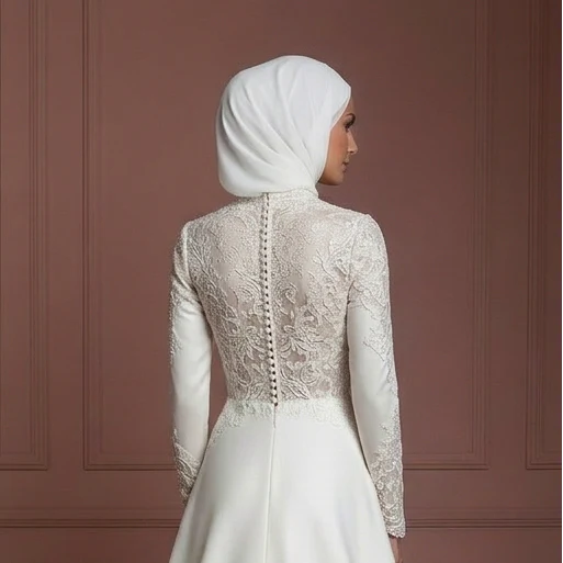 Hijab Wedding Dress Classic Modest Bridal Gown Muslim - Image 5