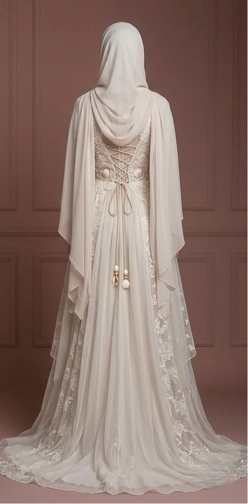 Hijab Wedding Dress For Destination Wedding Bridal Muslim - Image 3