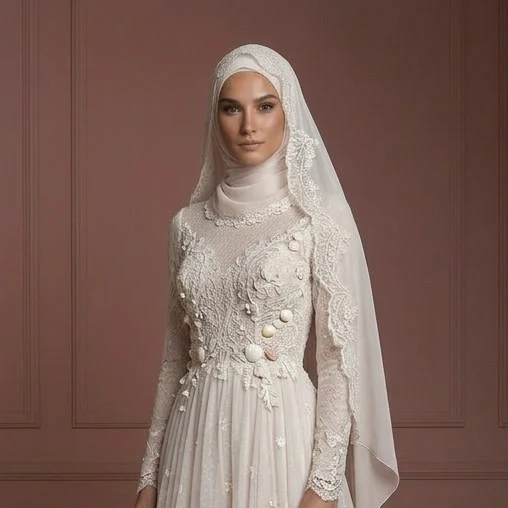 Hijab Wedding Dress For Destination Wedding Bridal Muslim - Image 4
