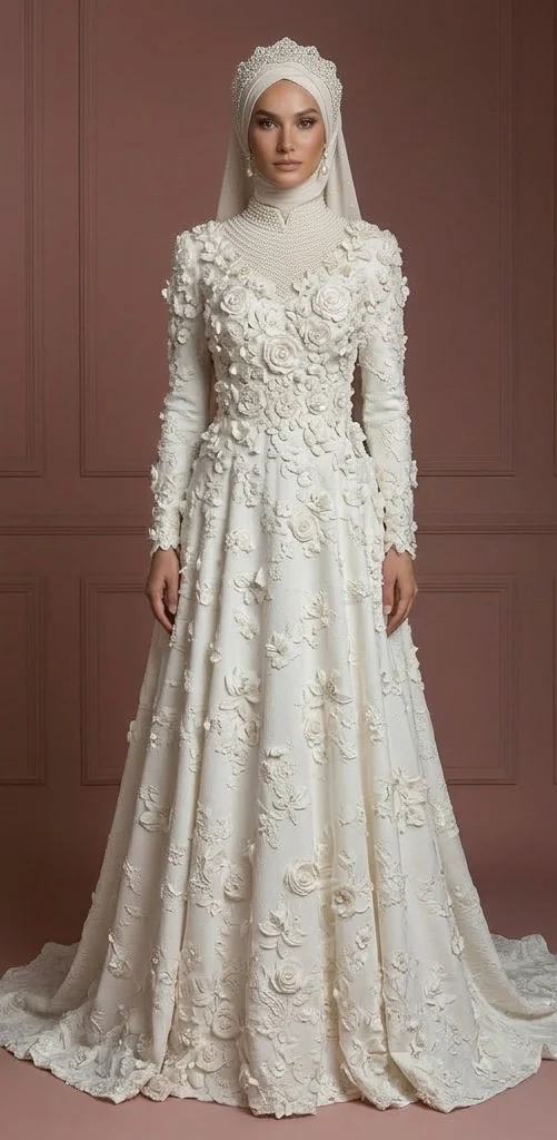 Hijab Wedding Dress For Modern Islamic Bride Muslim - Image 2