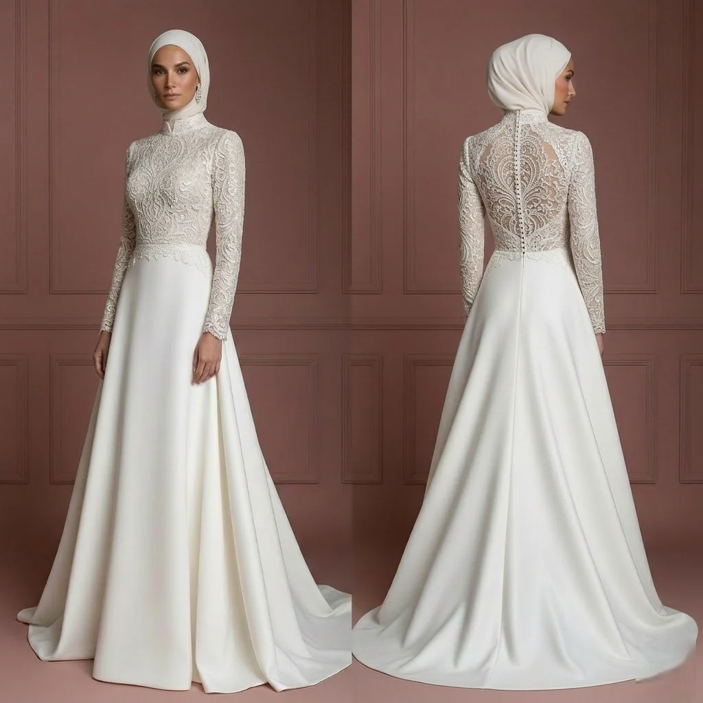 Hijab Wedding Dress For Nikkah Ceremony Bridal Gown Muslim