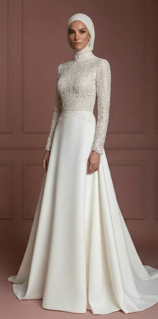 Hijab Wedding Dress For Nikkah Ceremony Bridal Gown Muslim - Image 2