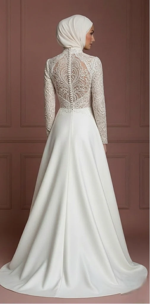 Hijab Wedding Dress For Nikkah Ceremony Bridal Gown Muslim - Image 3