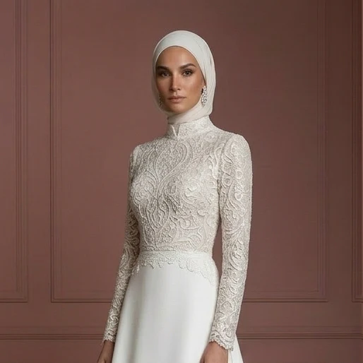 Hijab Wedding Dress For Nikkah Ceremony Bridal Gown Muslim - Image 4
