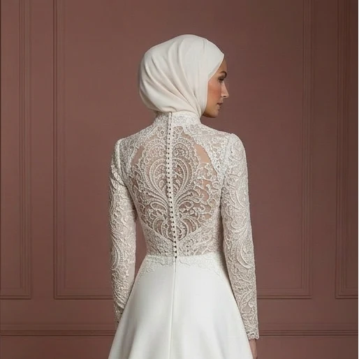 Hijab Wedding Dress For Nikkah Ceremony Bridal Gown Muslim - Image 5