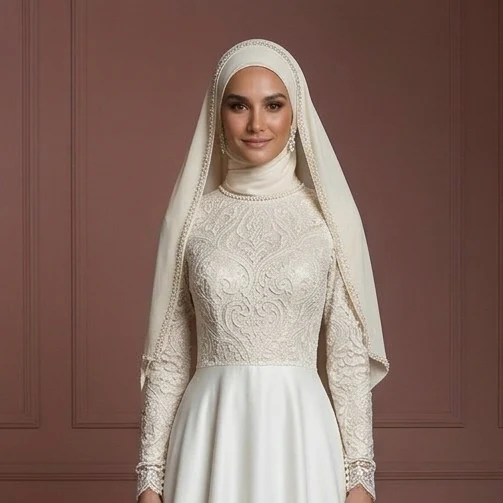 Hijab Wedding Dress For Reception Modest Bridal Muslim - Image 4