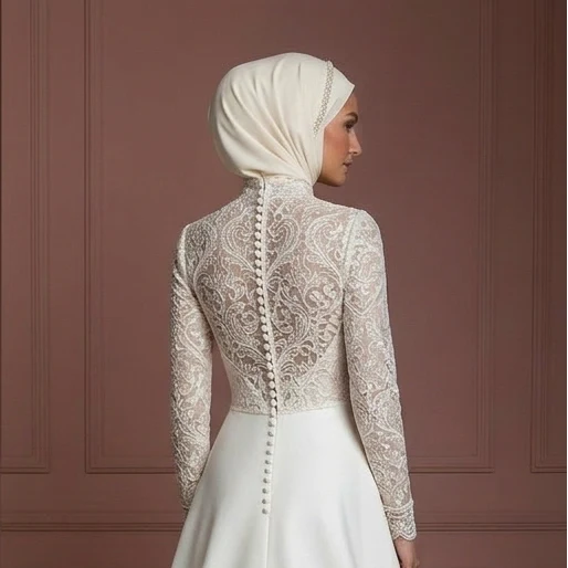 Hijab Wedding Dress For Reception Modest Bridal Muslim - Image 5