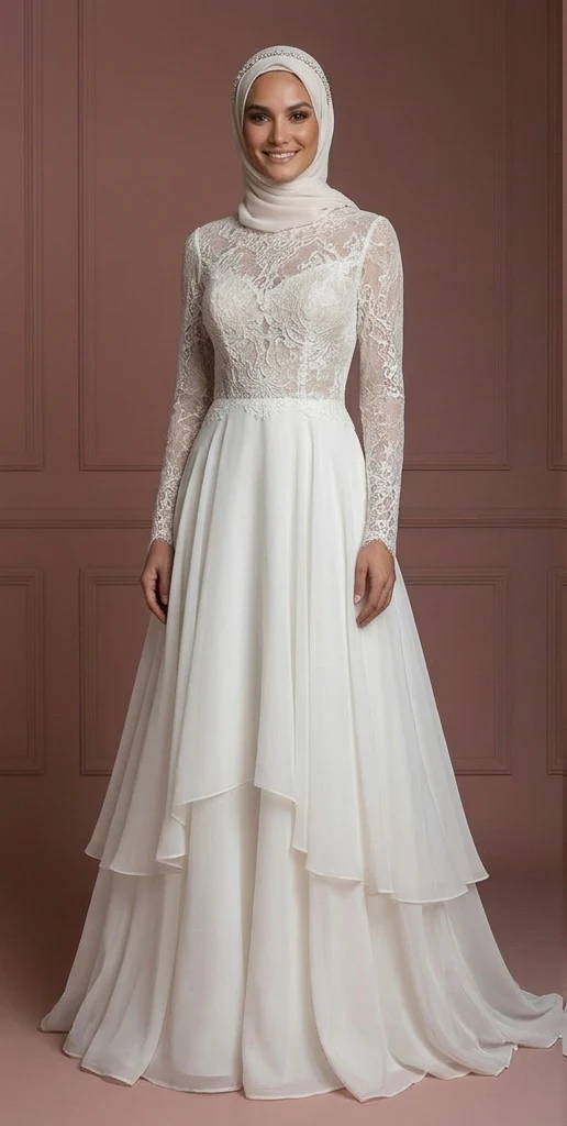 Hijab Wedding Dress For Summer Bride Lightweight Muslim - Image 2