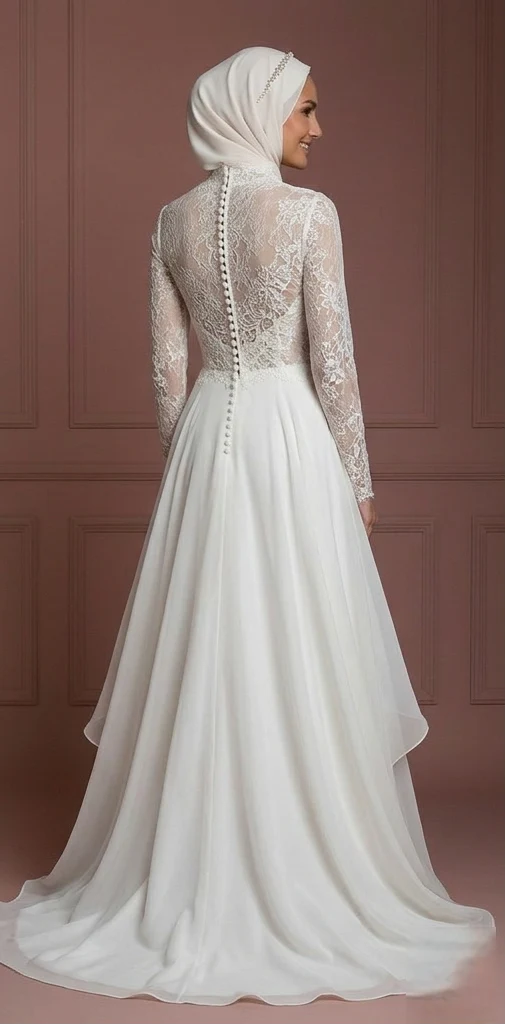 Hijab Wedding Dress For Summer Bride Lightweight Muslim - Image 3
