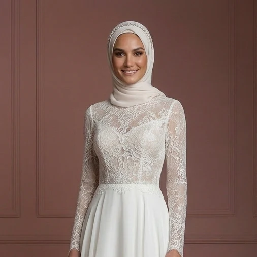 Hijab Wedding Dress For Summer Bride Lightweight Muslim - Image 4