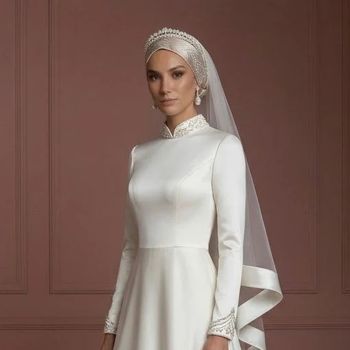Hijab Wedding Dress With Closed Back Modest Bridal Muslim - Image 4