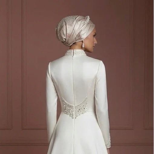 Hijab Wedding Dress With Closed Back Modest Bridal Muslim - Image 5