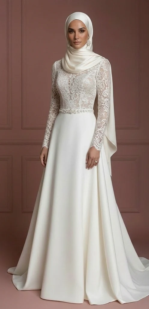 Hijab Wedding Dress With Feminine Modest Style Muslim - Image 2