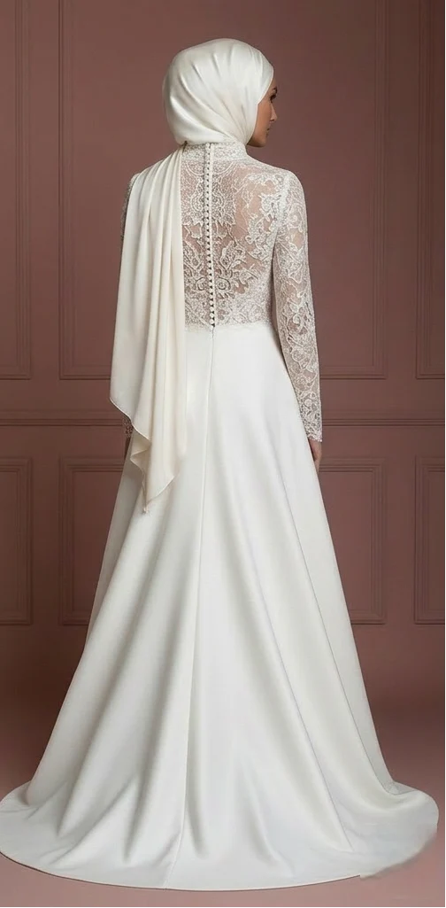 Hijab Wedding Dress With Feminine Modest Style Muslim - Image 3