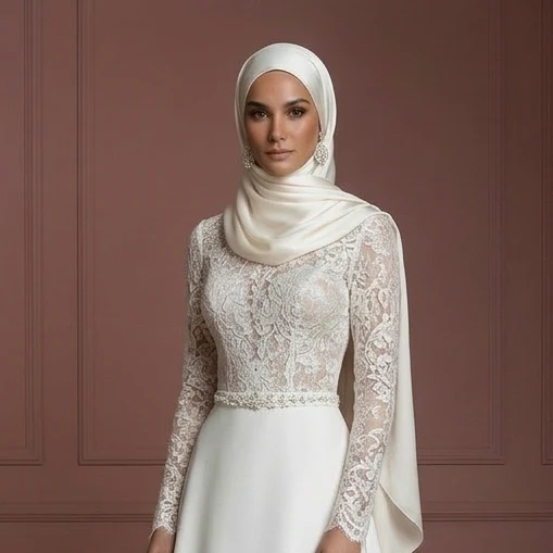 Hijab Wedding Dress With Feminine Modest Style Muslim - Image 4