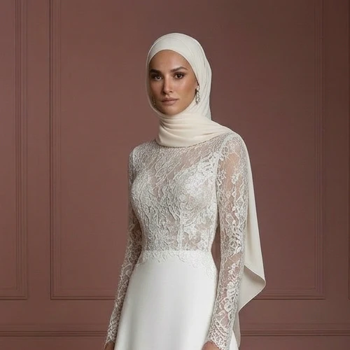 Hijab Wedding Dress With Long Sleeves Elegant Modest Muslim - Image 4