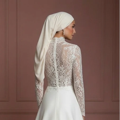 Hijab Wedding Dress With Long Sleeves Elegant Modest Muslim - Image 5