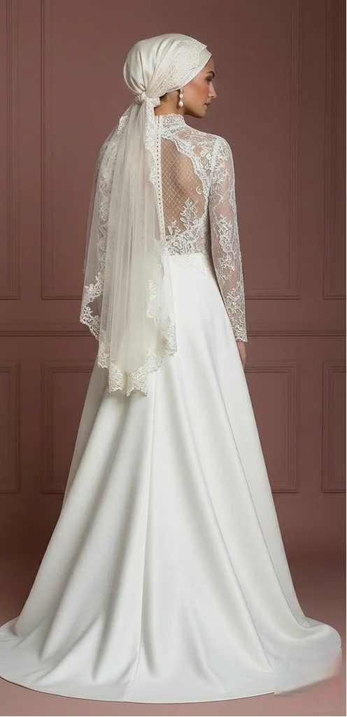 Hijab Wedding Dress With Romantic Elegant Style Muslim - Image 3