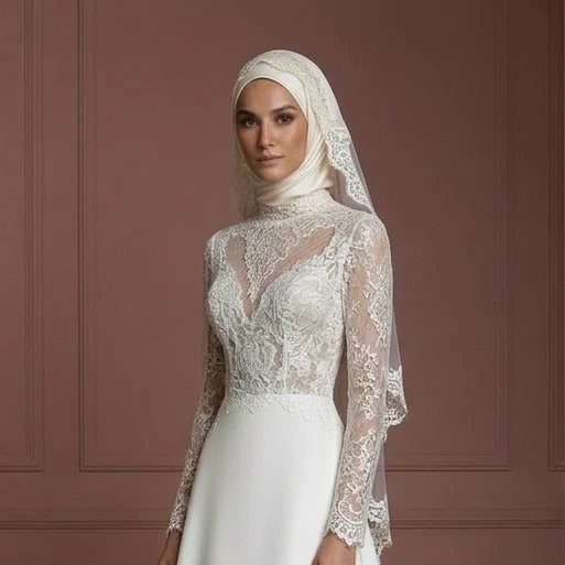 Hijab Wedding Dress With Romantic Elegant Style Muslim - Image 4