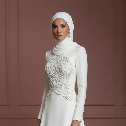 Hijab Wedding Dress With Sculpted Bodice Design Muslim - Image 4