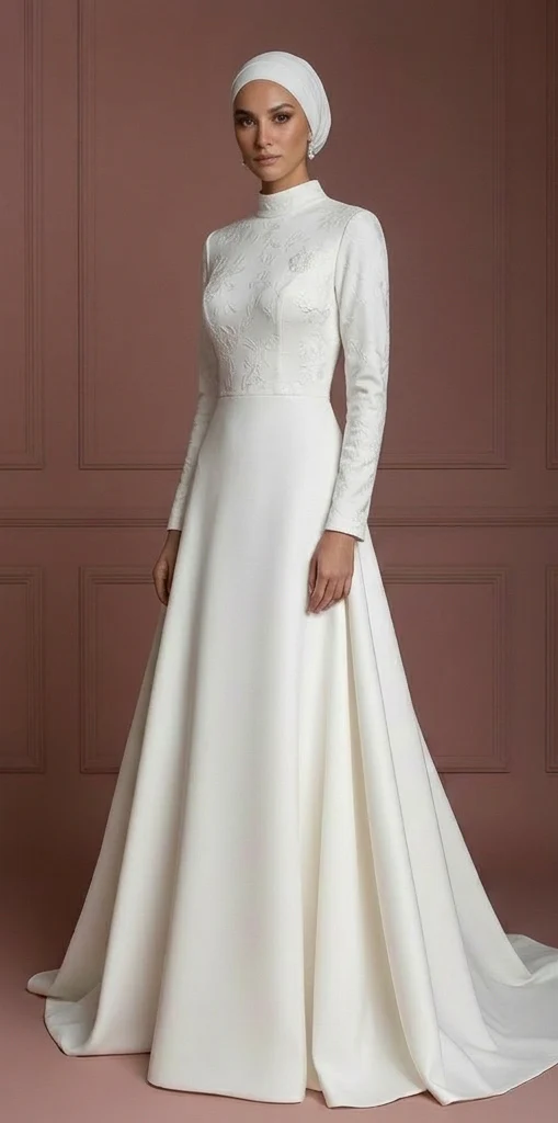 Hijab Wedding Dress With Stretch Comfort Fabric Muslim - Image 2