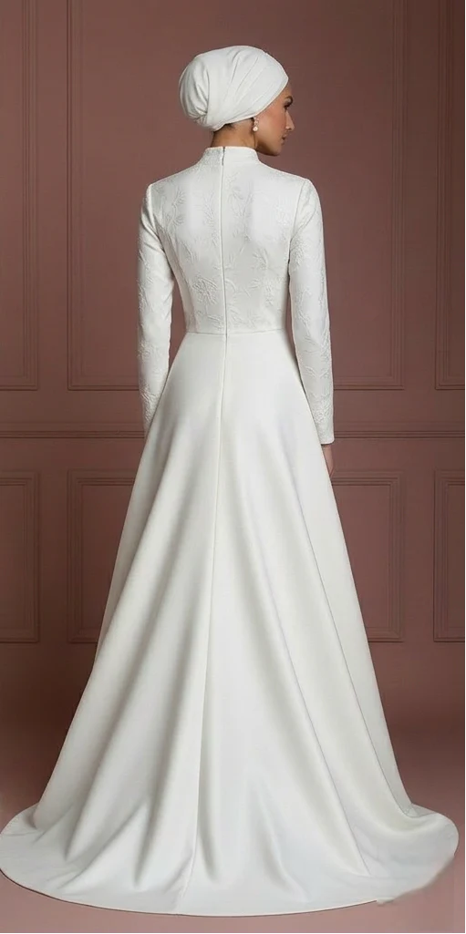 Hijab Wedding Dress With Stretch Comfort Fabric Muslim - Image 3