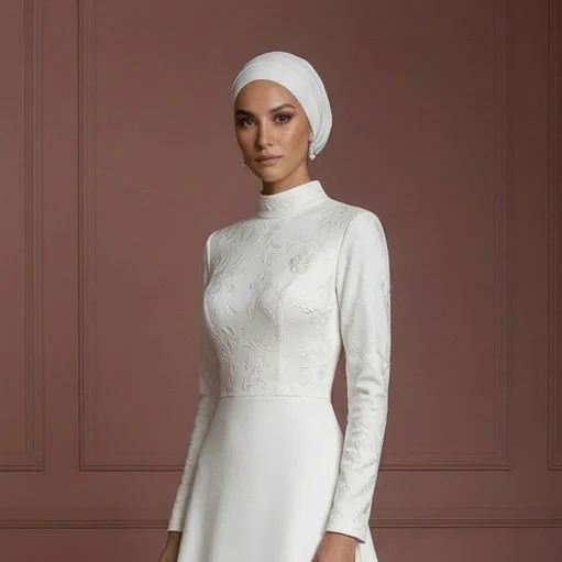Hijab Wedding Dress With Stretch Comfort Fabric Muslim - Image 4