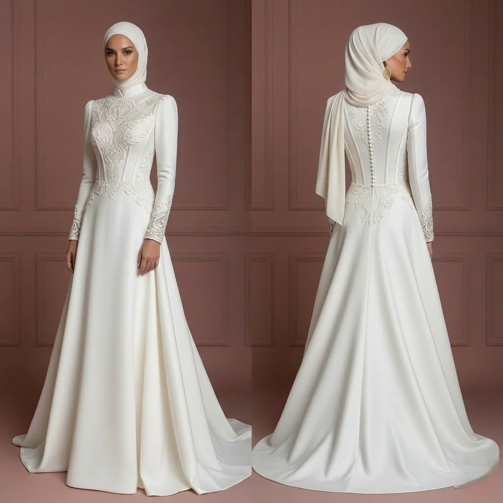 Hijab Wedding Dress With Structured Bodice Muslim