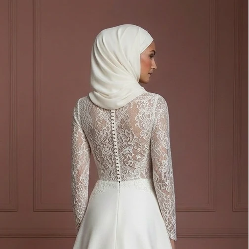 Hijab Wedding Dress With V Neck Modest Elegant Style Muslim - Image 5