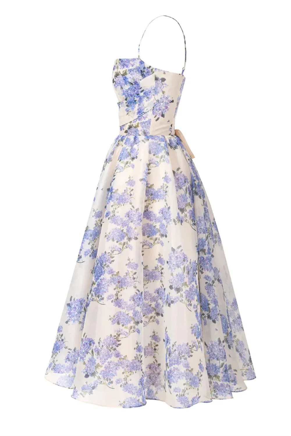 Spaghetti Strap Midi Dress Sweet Knee Lenght Vestidos De Noche Blue Printing Short Lenght Prom Dresses - Image 7