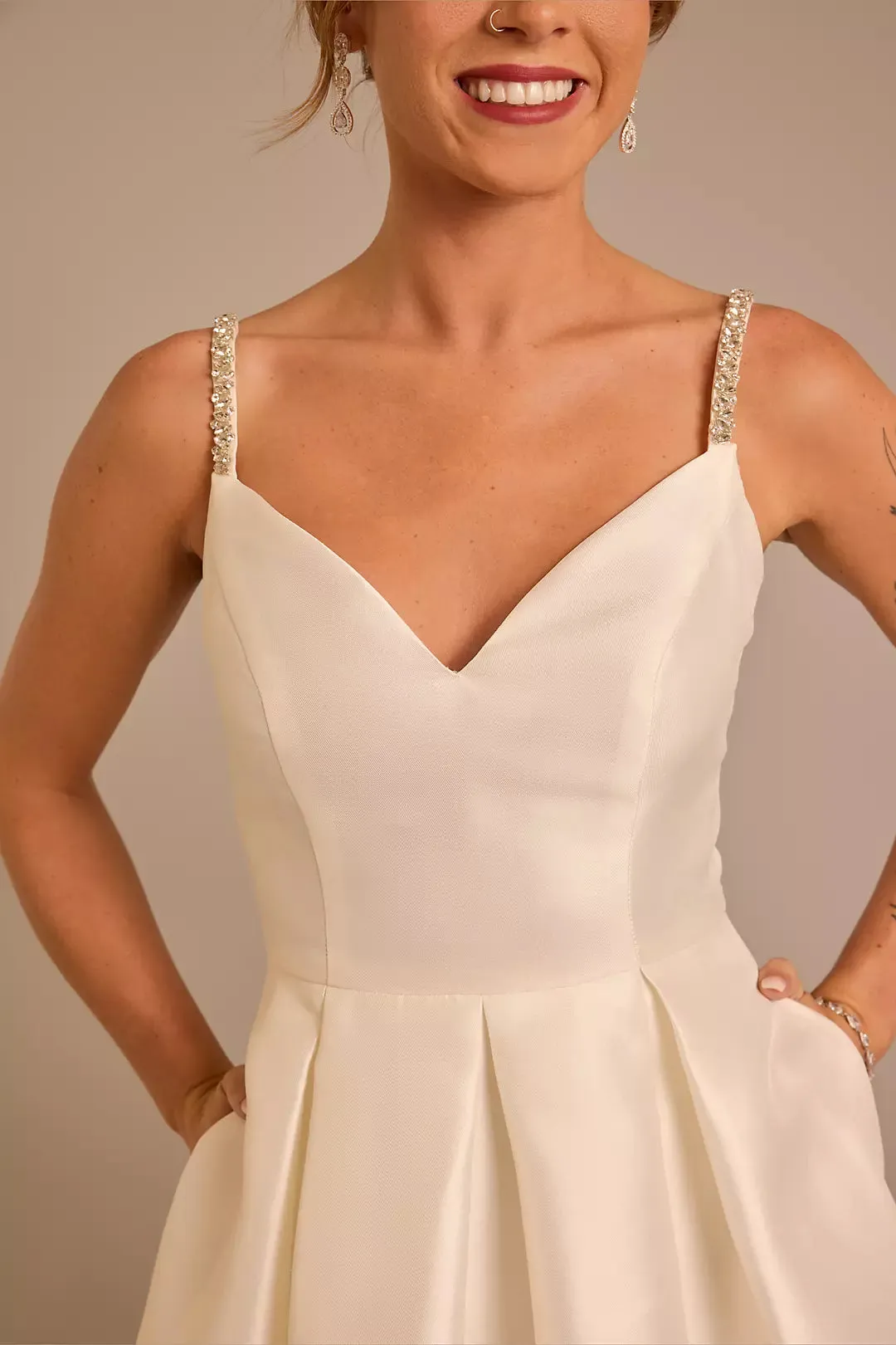 Mikado short dress with crystal straps - Image 3