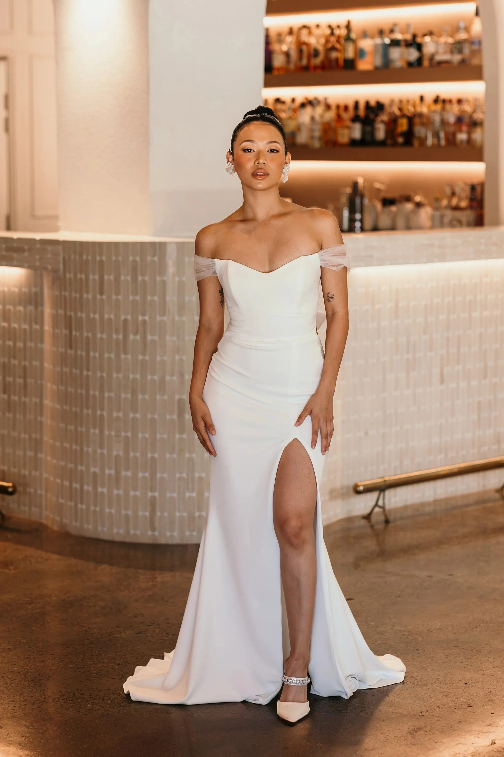 Romantic Bow Back with Extended Train Tails Wedding Dress Satin Bridal Gown Skirt Vestido De Novia Bow Court Train Dress - Image 7