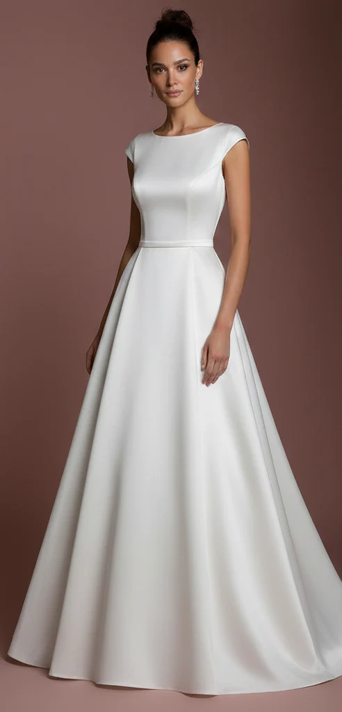 Long Halter Neck Wedding Dress Backless Satin Mermaid Style - Image 2