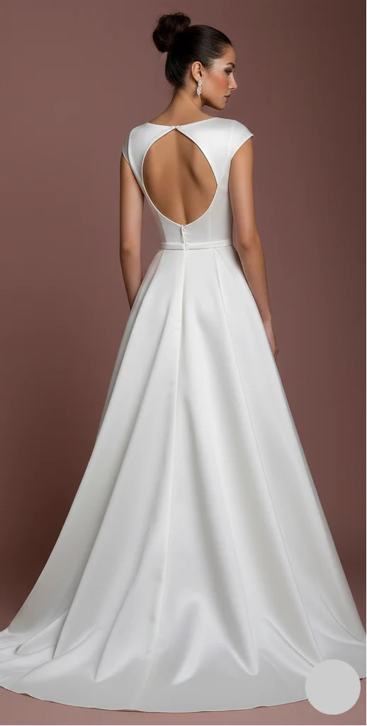 Long Halter Neck Wedding Dress Backless Satin Mermaid Style - Image 3