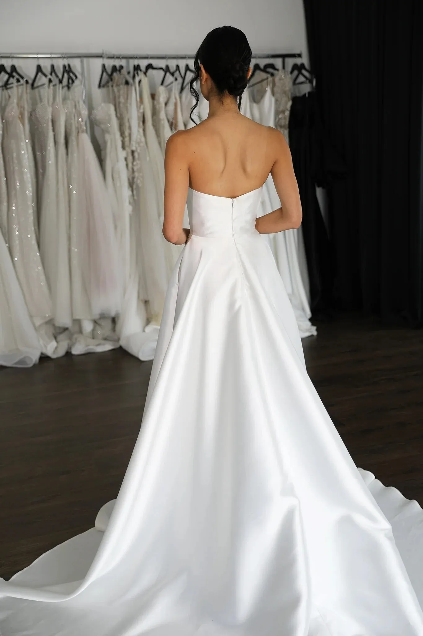 Reinforced Centre Back zipper Bridal Gown Skirt Wedding Dress Vestido De Novia Bow Satin Court Train Dress - Image 2
