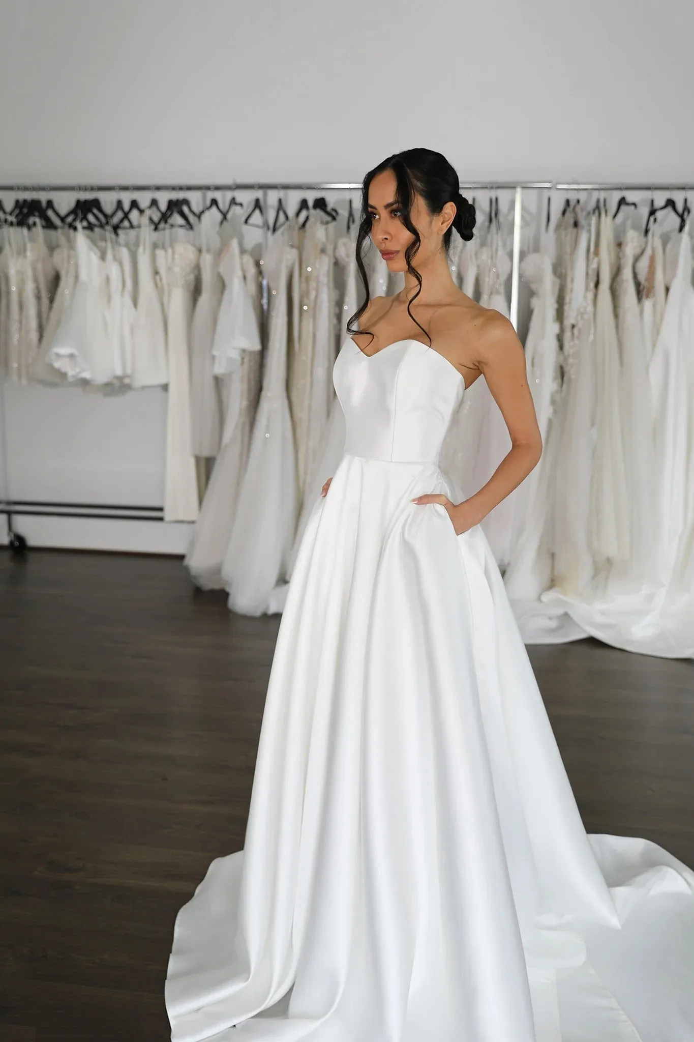 Reinforced Centre Back zipper Bridal Gown Skirt Wedding Dress Vestido De Novia Bow Satin Court Train Dress - Image 3