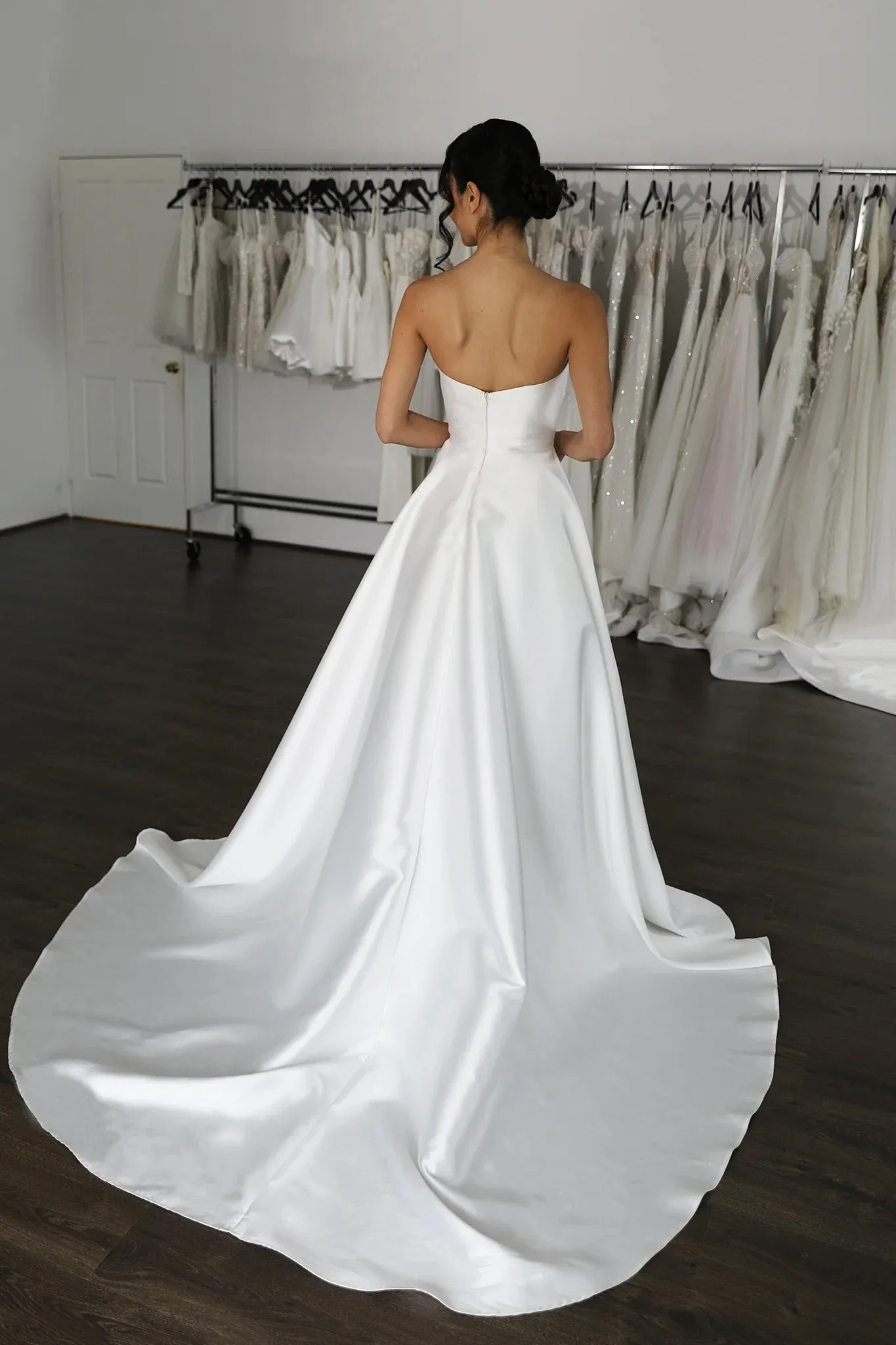 Reinforced Centre Back zipper Bridal Gown Skirt Wedding Dress Vestido De Novia Bow Satin Court Train Dress - Image 5