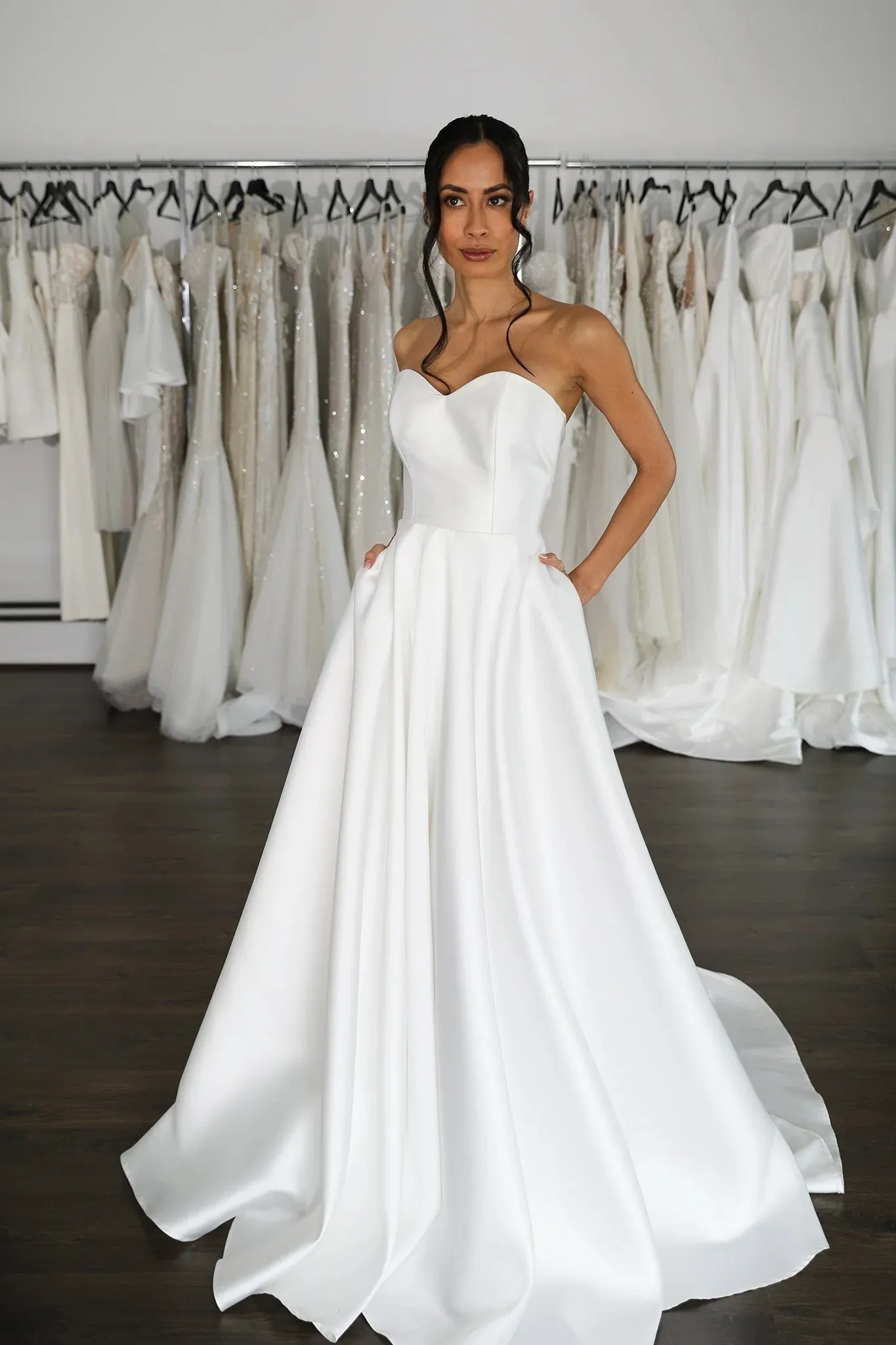 Reinforced Centre Back zipper Bridal Gown Skirt Wedding Dress Vestido De Novia Bow Satin Court Train Dress - Image 6
