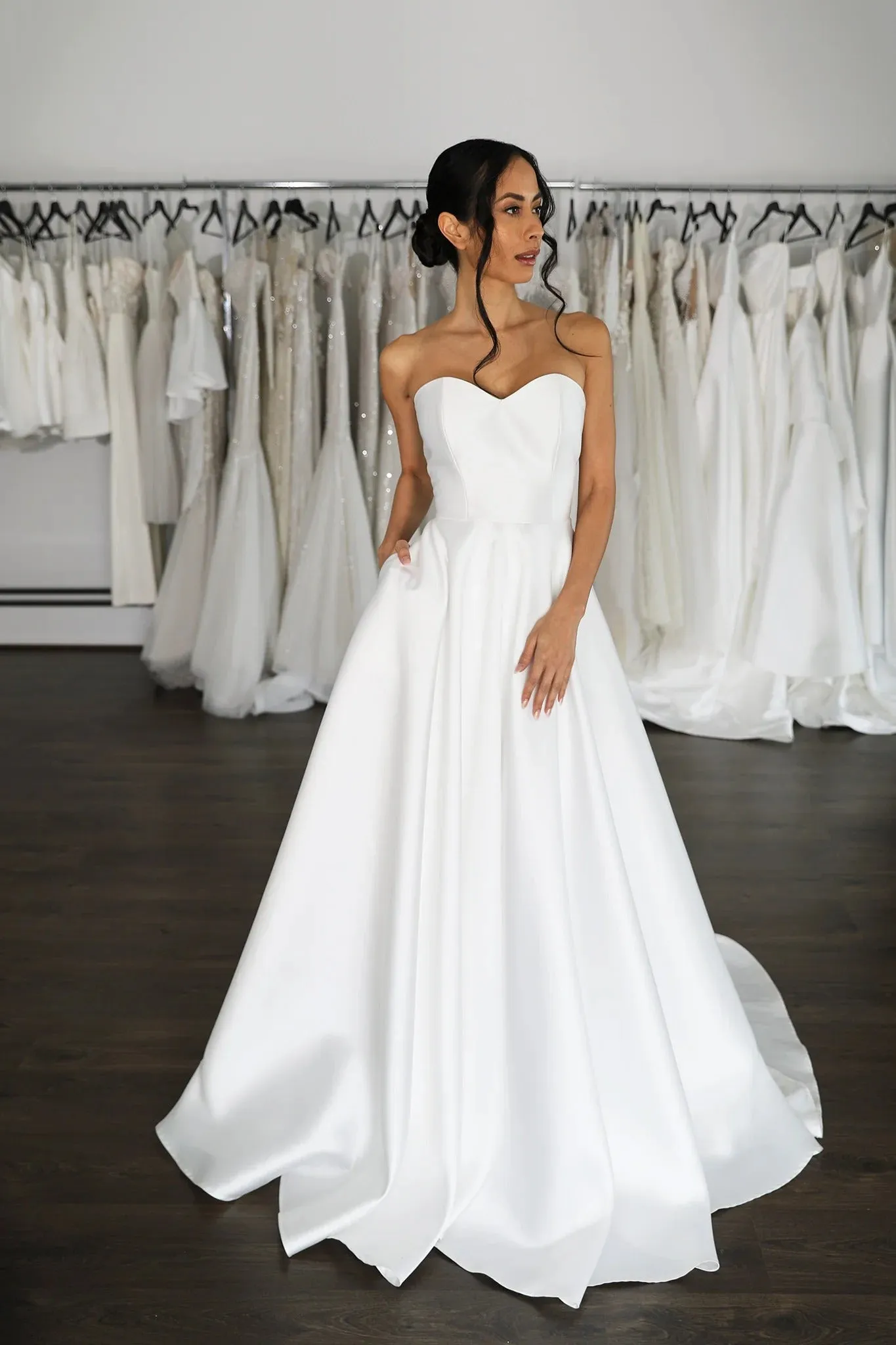 Reinforced Centre Back zipper Bridal Gown Skirt Wedding Dress Vestido De Novia Bow Satin Court Train Dress - Image 7