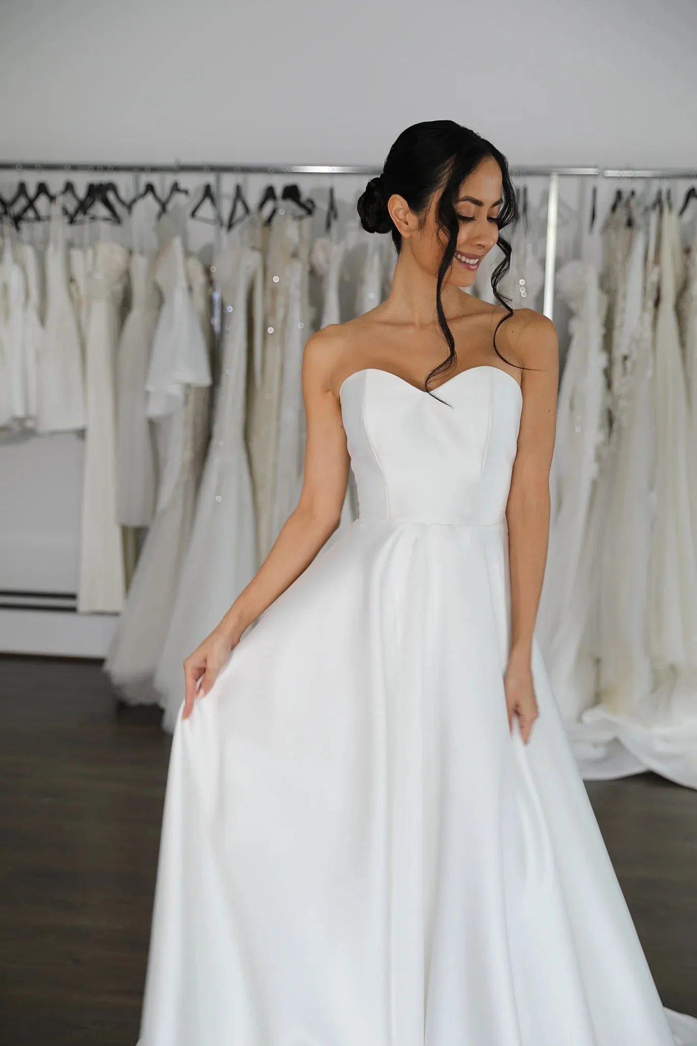 Reinforced Centre Back zipper Bridal Gown Skirt Wedding Dress Vestido De Novia Bow Satin Court Train Dress - Image 8