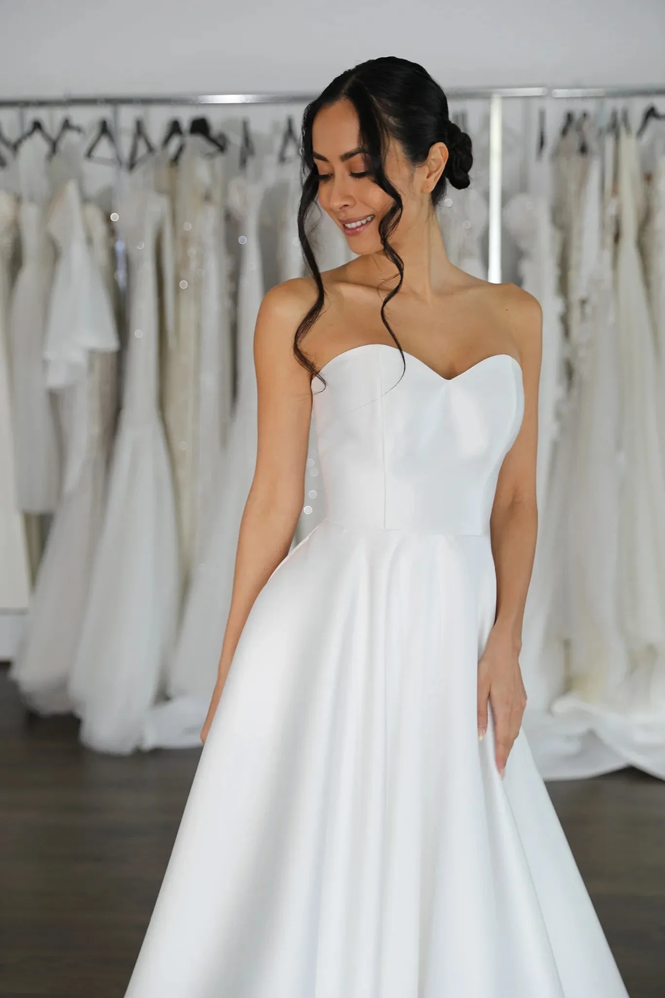 Reinforced Centre Back zipper Bridal Gown Skirt Wedding Dress Vestido De Novia Bow Satin Court Train Dress - Image 9