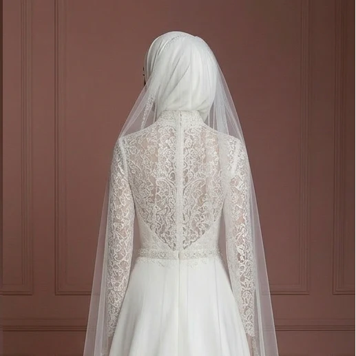 Ivory Hijab Wedding Dress Elegant Modest Bridal Gown Muslim - Image 5