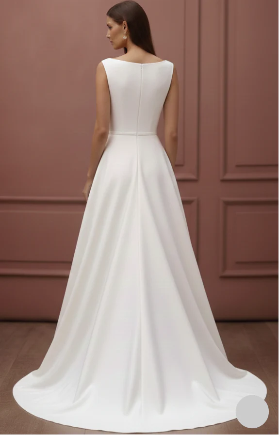Casual White Wedding Dress Simple Long Floor Length Sundress - Image 3