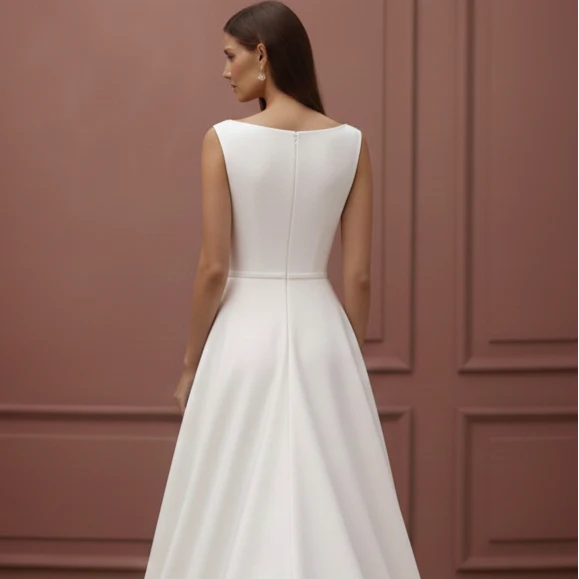 Casual White Wedding Dress Simple Long Floor Length Sundress - Image 5