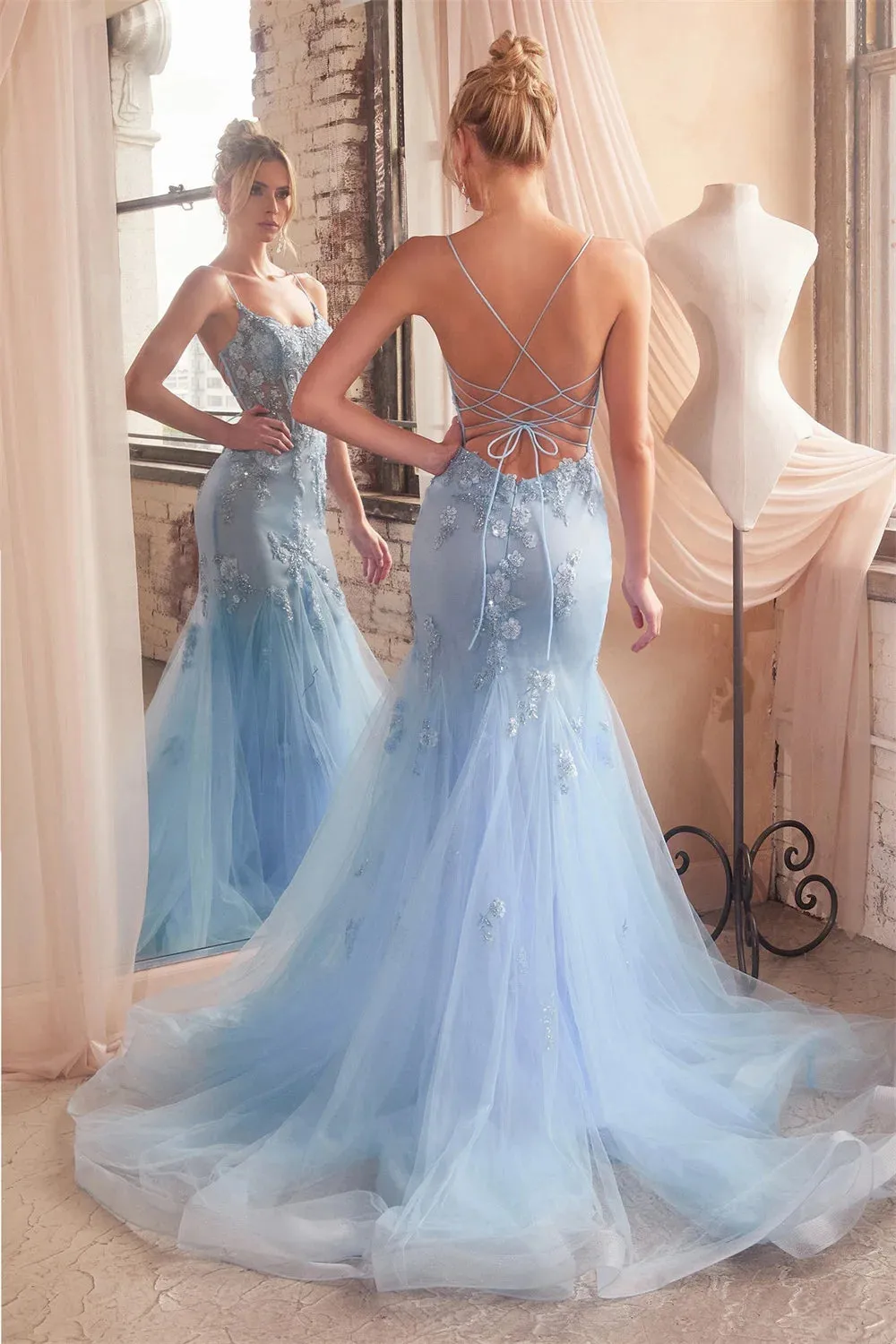 Lavender Prom Dresses Lace Embroidery Mermaid Evening Dress Sleeveless Spaghetti Strap Backless Party vestidos de fiesta - Image 4