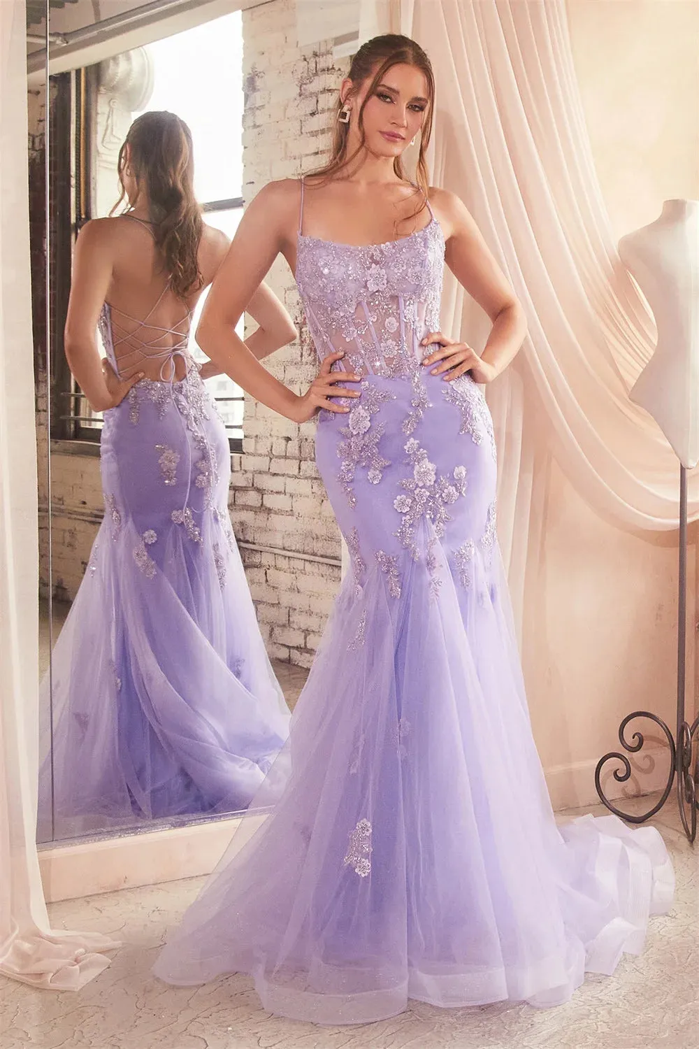 Lavender Prom Dresses Lace Embroidery Mermaid Evening Dress Sleeveless Spaghetti Strap Backless Party vestidos de fiesta - Image 5