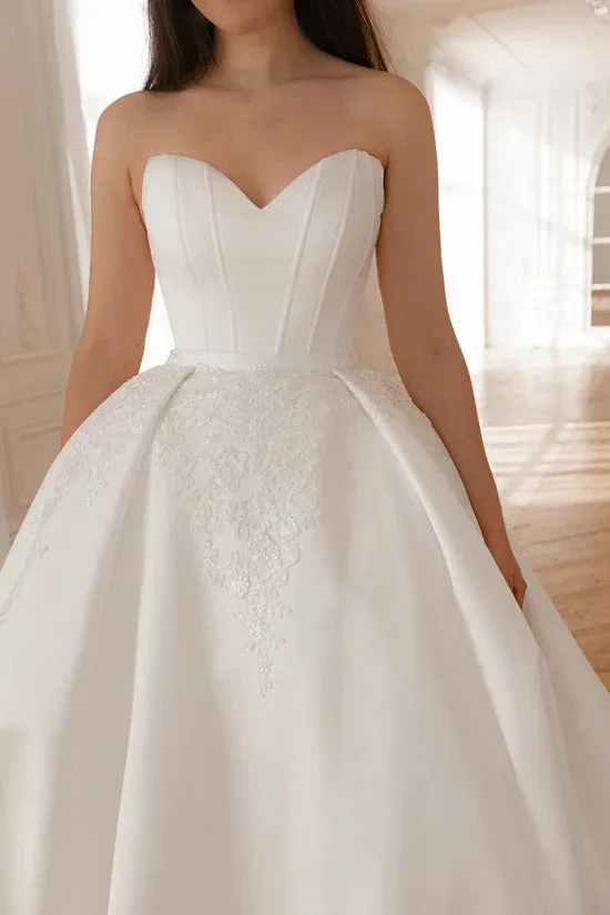 2 in 1 Wedding Dress with Detachable Skirt Court Train Dress Bridal Gown Princess Simple Satin Vestido De Novia Mermaid Bow - Image 3