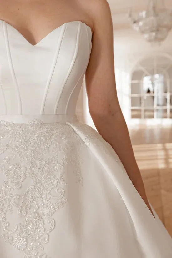 2 in 1 Wedding Dress with Detachable Skirt Court Train Dress Bridal Gown Princess Simple Satin Vestido De Novia Mermaid Bow - Image 4